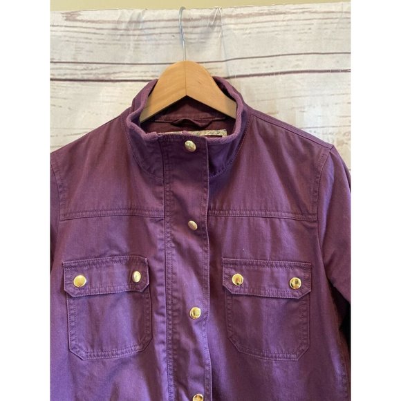 J. Crew Relaxed Boyfriend Field Zip Jacket Denim Plum Womens Medium Cotton - Picture 8 of 8